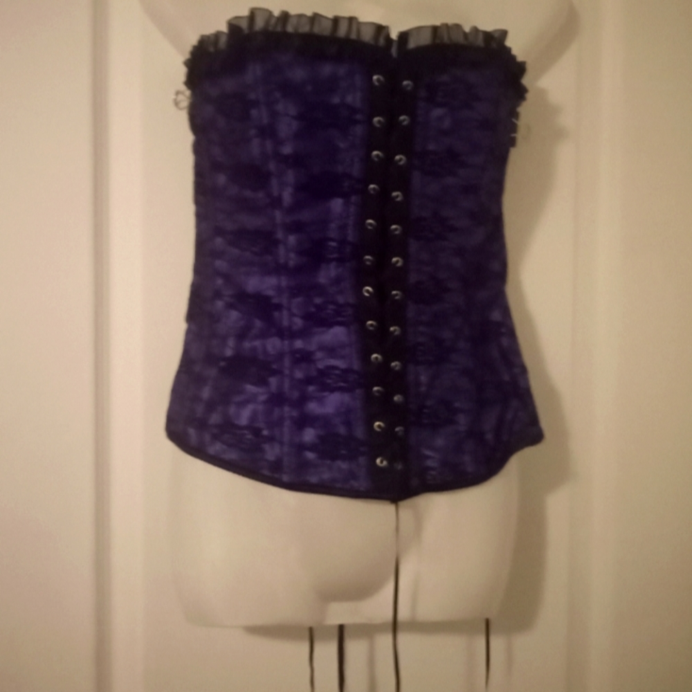 purple lace up corset top waist